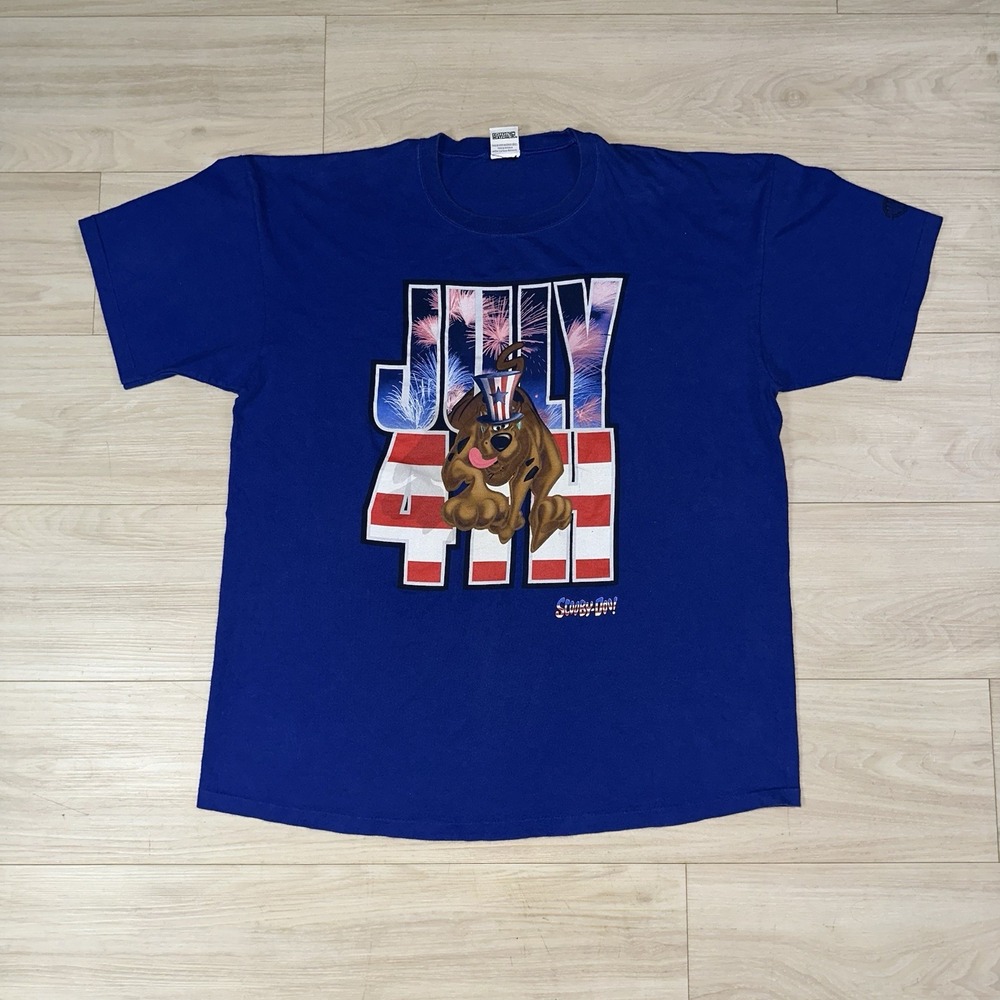 Vintage Scooby Doo Shirt Adult XXL Blue July 4th America Independence 90s USA